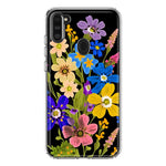 Samsung Galaxy A11 Blue Yellow Vintage Spring Wild Flowers Floral Hybrid Protective Phone Case Cover