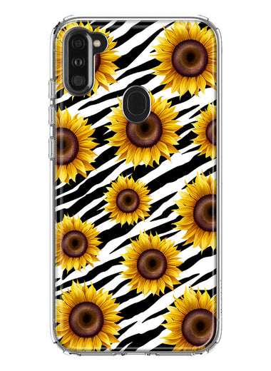 Samsung Galaxy A11 White Zebra Sunflowers Polkadots Double Layer Phone Case Cover