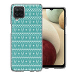 Samsung Galaxy A12 Teal Christmas Reindeer Pattern Design Double Layer Phone Case Cover