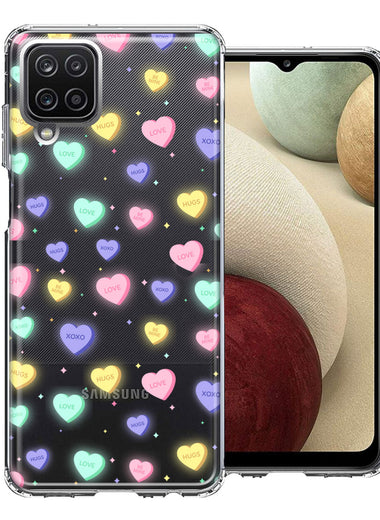 Samsung Galaxy A12 Valentine's Day Heart Candies Polkadots Design Double Layer Phone Case Cover