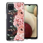 For Samsung Galaxy A12 Blush Pink Peach Spring Flowers Peony Rose Phone Case Cover
