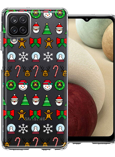 Samsung Galaxy A12 Classic Christmas Polka Dots Santa Snowman Reindeer Candy Cane Design Double Layer Phone Case Cover