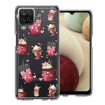 Samsung Galaxy A12 Coffee Lover Valentine's Hearts Pink Drink Latte Double Layer Phone Case Cover