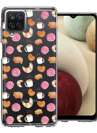 Samsung Galaxy A12 Mexican Pan Dulce Cafecito Coffee Concha Polka Dots Double Layer Phone Case Cover