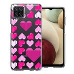 Samsung Galaxy A12 Pink Purple Origami Valentine's Day Polkadot Hearts Design Double Layer Phone Case Cover