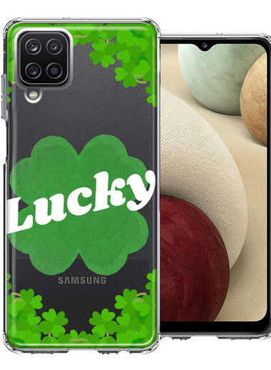 Samsung Galaxy A12 Lucky St Patrick's Day Shamrock Green Clovers Double Layer Phone Case Cover