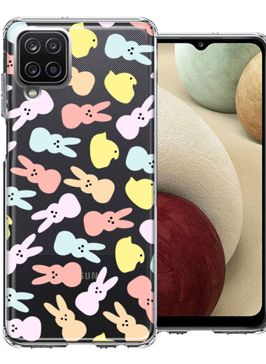 Samsung Galaxy A12 Pastel Easter Polkadots Bunny Chick Candies Double Layer Phone Case Cover