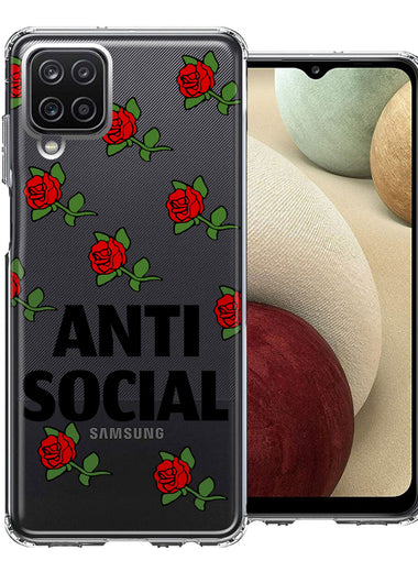 Samsung Galaxy A12 Anti Social Roses Design Double Layer Phone Case Cover