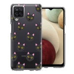 Samsung Galaxy A12 Black Cat Polkadots Design Double Layer Phone Case Cover