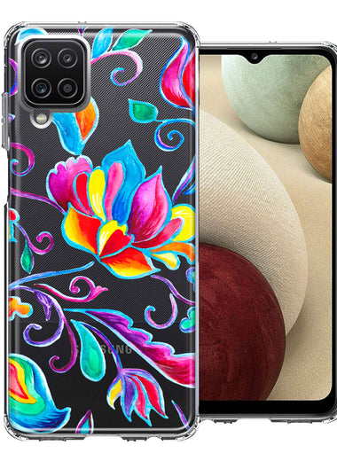 For Samsung Galaxy A12 Bright Colors Rainbow Water Lilly Floral Phone Case Cover