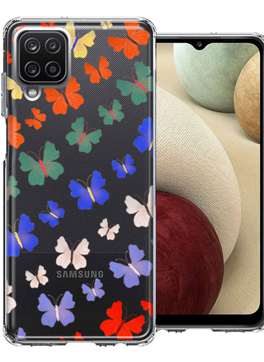 Samsung Galaxy A12 Colorful Butterflies Design Double Layer Phone Case Cover