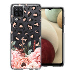 For Samsung Galaxy A12 Classy Blush Peach Peony Rose Flowers Leopard Phone Case Cover