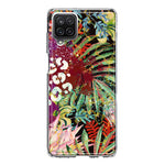 Samsung Galaxy A12 Leopard Tropical Flowers Vacation Dreams Hibiscus Floral Hybrid Protective Phone Case Cover