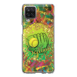 Samsung Galaxy A22 5G Love Softball Girls Glove Green Tie Dye Swirl Paint Hybrid Protective Phone Case Cover