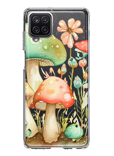 Samsung Galaxy A12 Fairytale Watercolor Mushrooms Pastel Spring Flowers Floral Hybrid Protective Phone Case Cover