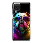 Samsung Galaxy A12 Neon Rainbow Glow Bulldog Hybrid Protective Phone Case Cover