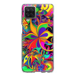 Samsung Galaxy A22 5G Neon Rainbow Psychedelic Hippie Wild Flowers Hybrid Protective Phone Case Cover