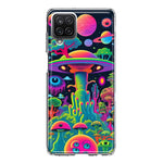 Samsung Galaxy A22 5G Neon Rainbow Psychedelic UFO Alien Planet Hybrid Protective Phone Case Cover