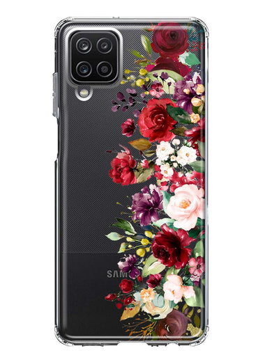 Samsung Galaxy A22 5G Red Summer Watercolor Floral Bouquets Ruby Flowers Hybrid Protective Phone Case Cover