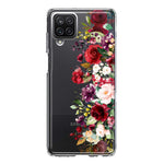 Samsung Galaxy A22 5G Red Summer Watercolor Floral Bouquets Ruby Flowers Hybrid Protective Phone Case Cover
