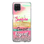 Samsung Galaxy A12 Summer Brush Strokes Sunrise Sunburn Sunset Repeat Hybrid Protective Phone Case Cover