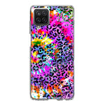 Samsung Galaxy A12 Vibrant Pink Purple Tie Dye Summer Leopard Swirl Rainbow Hybrid Protective Phone Case Cover