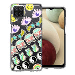 Samsung Galaxy A12 70's Yin Yang Hippie Happy Peace Stars Design Double Layer Phone Case Cover