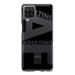 Samsung Galaxy A12 Black Clear Funny Text Quote Adulting AF Hybrid Protective Phone Case Cover