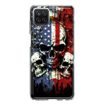 Samsung Galaxy A22 5G American USA Flag Skulls Blue Red Double Layer Phone Case Cover