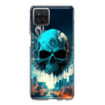 Samsung Galaxy A22 5G Blue Apocalypse Cyberpunk Skull Feather Double Layer Phone Case Cover