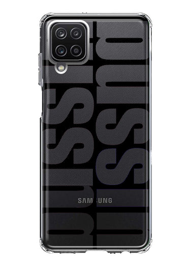 Samsung Galaxy A22 5G Black Clear Funny Text Quote Bussin Hybrid Protective Phone Case Cover