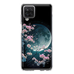 Samsung Galaxy A12 Kawaii Manga Pink Cherry Blossom Full Moon Hybrid Protective Phone Case Cover