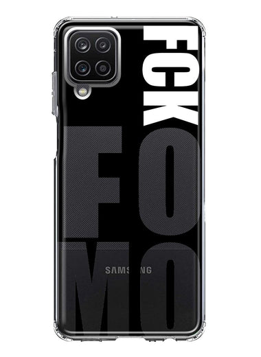 Samsung Galaxy A12 Black Clear Funny Text Quote Fckfomo Hybrid Protective Phone Case Cover