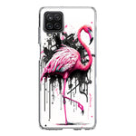 Samsung Galaxy A12 Pink Flamingo Painting Graffiti Hybrid Protective Phone Case Cover