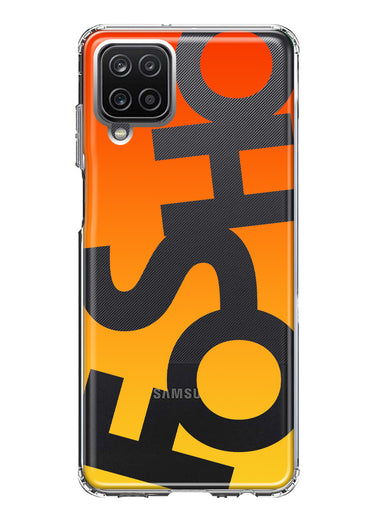 Samsung Galaxy A12 Orange Yellow Clear Funny Text Quote Fosho Hybrid Protective Phone Case Cover