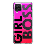 Samsung Galaxy A22 5G Pink Clear Funny Text Quote Girl Boss Hybrid Protective Phone Case Cover