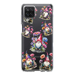 Samsung Galaxy A22 5G Cute Pink Purple Cosmos Flowers Gnomes Spring Floral Double Layer Phone Case Cover