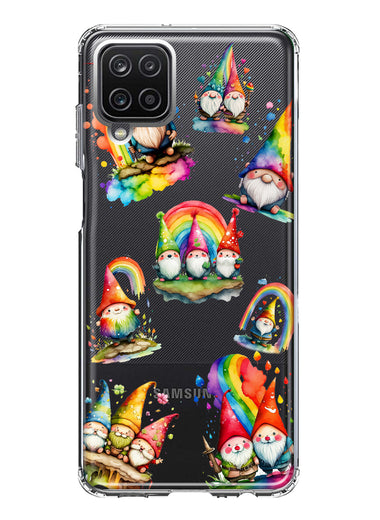 Samsung Galaxy A12 Colorful Neon Glow Rainbow Gnomes Painting Hybrid Protective Phone Case Cover