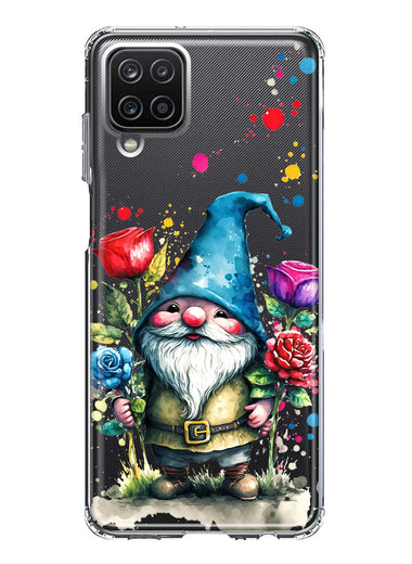 Samsung Galaxy A12 Gnome Red Purple Blue Roses Garden Hybrid Protective Phone Case Cover