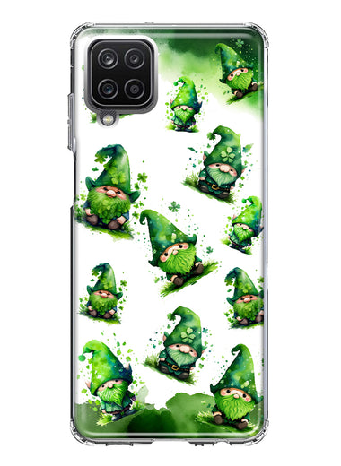 Samsung Galaxy A12 Gnomes Shamrock Lucky Green Clover St. Patrick Hybrid Protective Phone Case Cover