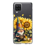 Samsung Galaxy A12 Cute Gnome Sunflowers Clear Hybrid Protective Phone Case Cover