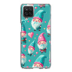 Samsung Galaxy A12 Turquoise Pink Hearts Gnomes Hybrid Protective Phone Case Cover