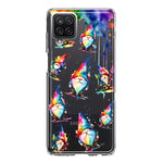 Samsung Galaxy A12 Neon Water Painting Colorful Splash Gnomes Hybrid Protective Phone Case Cover