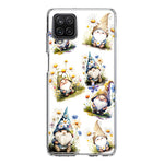 Samsung Galaxy A12 Cute White Blue Daisies Gnomes Hybrid Protective Phone Case Cover