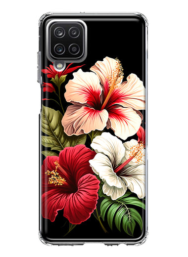 Samsung Galaxy A22 5G Pink Red Hibiscus Wild Flowers Floral Hybrid Protective Phone Case Cover