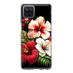 Samsung Galaxy A22 5G Pink Red Hibiscus Wild Flowers Floral Hybrid Protective Phone Case Cover