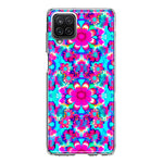 Samsung Galaxy A22 5G Pink Blue Vintage Hippie Tie Dye Flowers Hybrid Protective Phone Case Cover
