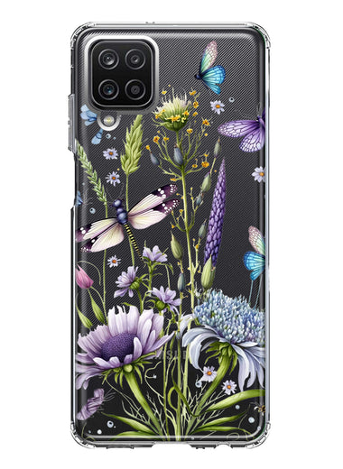 Samsung Galaxy A12 Lavender Dragonfly Butterflies Spring Flowers Hybrid Protective Phone Case Cover