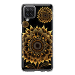 Samsung Galaxy A12 Mandala Geometry Abstract Sunflowers Pattern Hybrid Protective Phone Case Cover