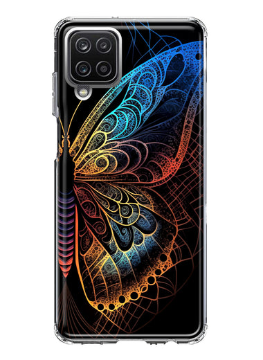 Samsung Galaxy A12 Mandala Geometry Abstract Butterfly Pattern Hybrid Protective Phone Case Cover